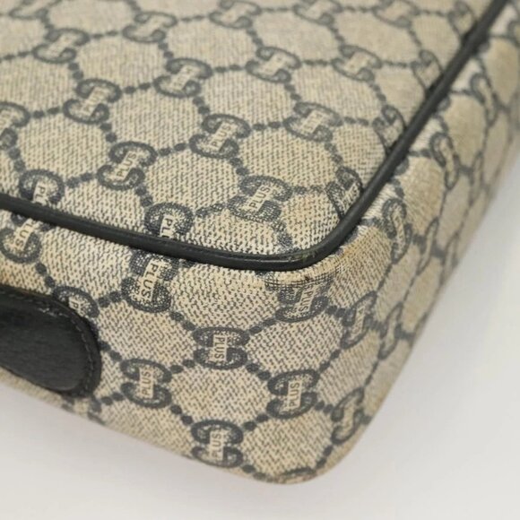 GUCCI GG Plus Supreme Shoulder Bag PVC Navy Gold Auth BA3799 - Picture 5 of 16
